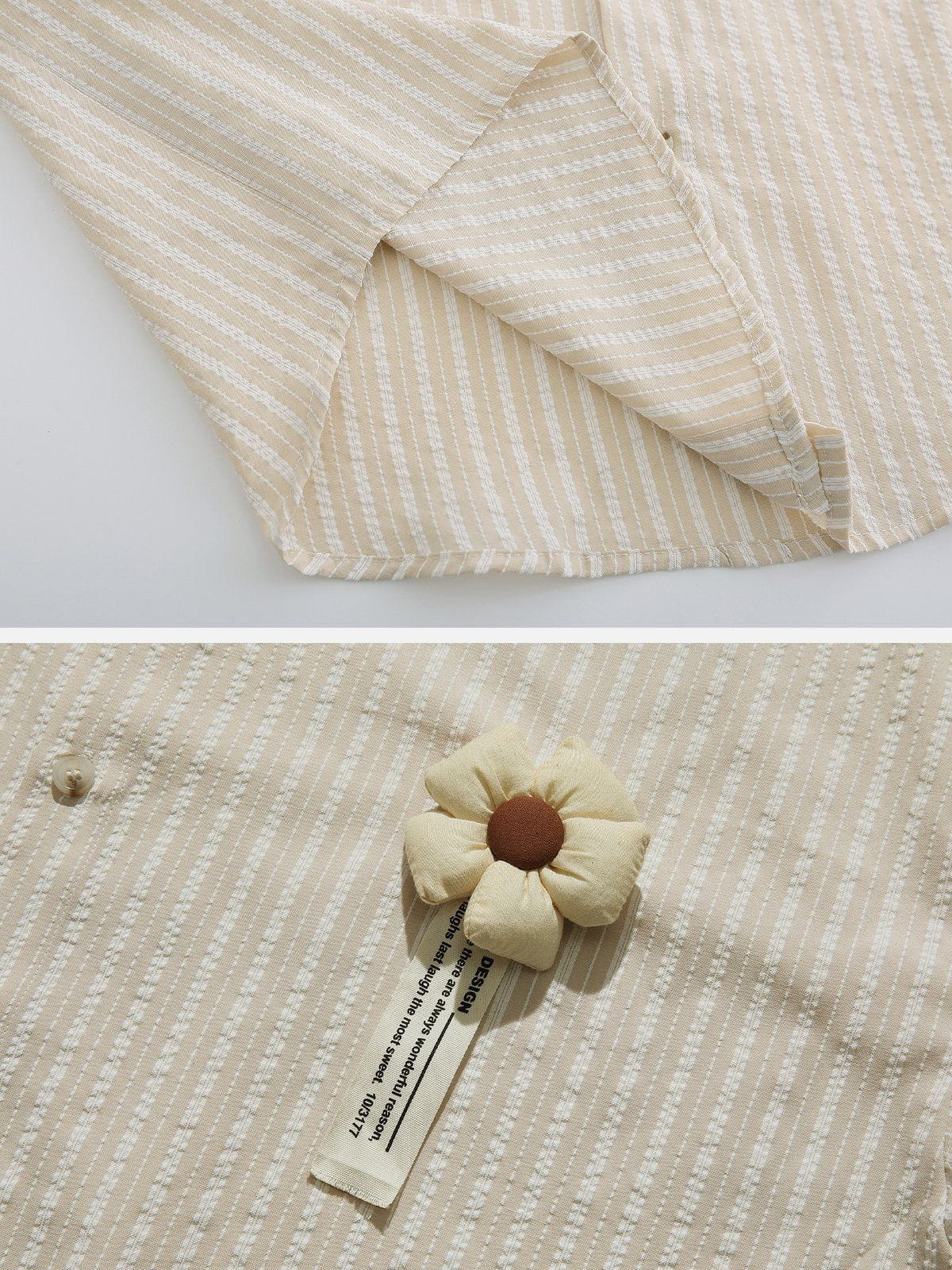 Small Flower Pendant Stripes Short Sleeve Shirt