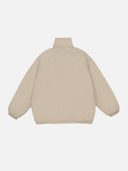 Wintermantel mit einfarbigem Kragen und großen Taschen