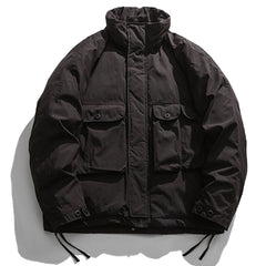 Solid Color Big Pocket Winter Coat