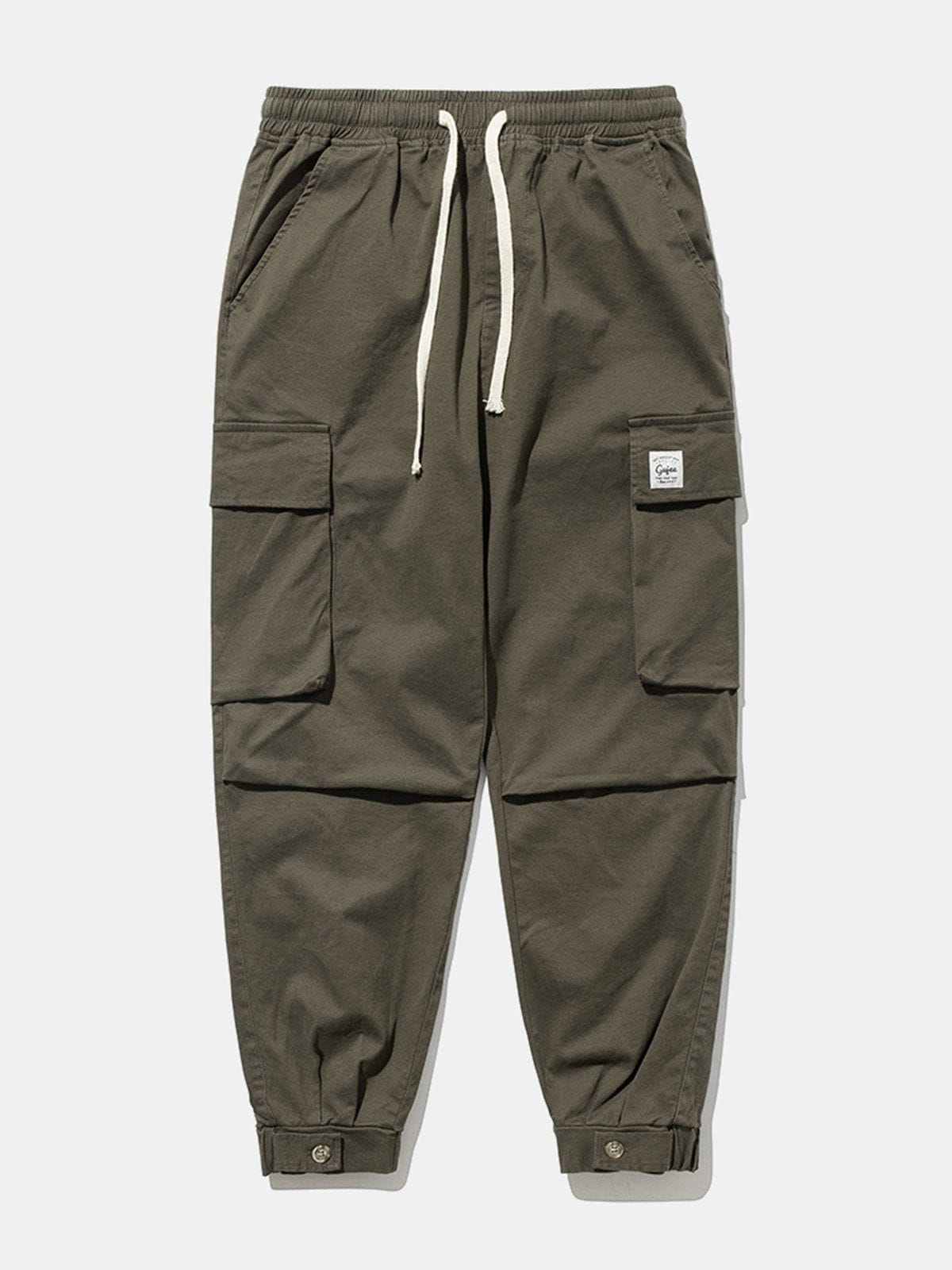 Solid Color Casual Cargo Pants