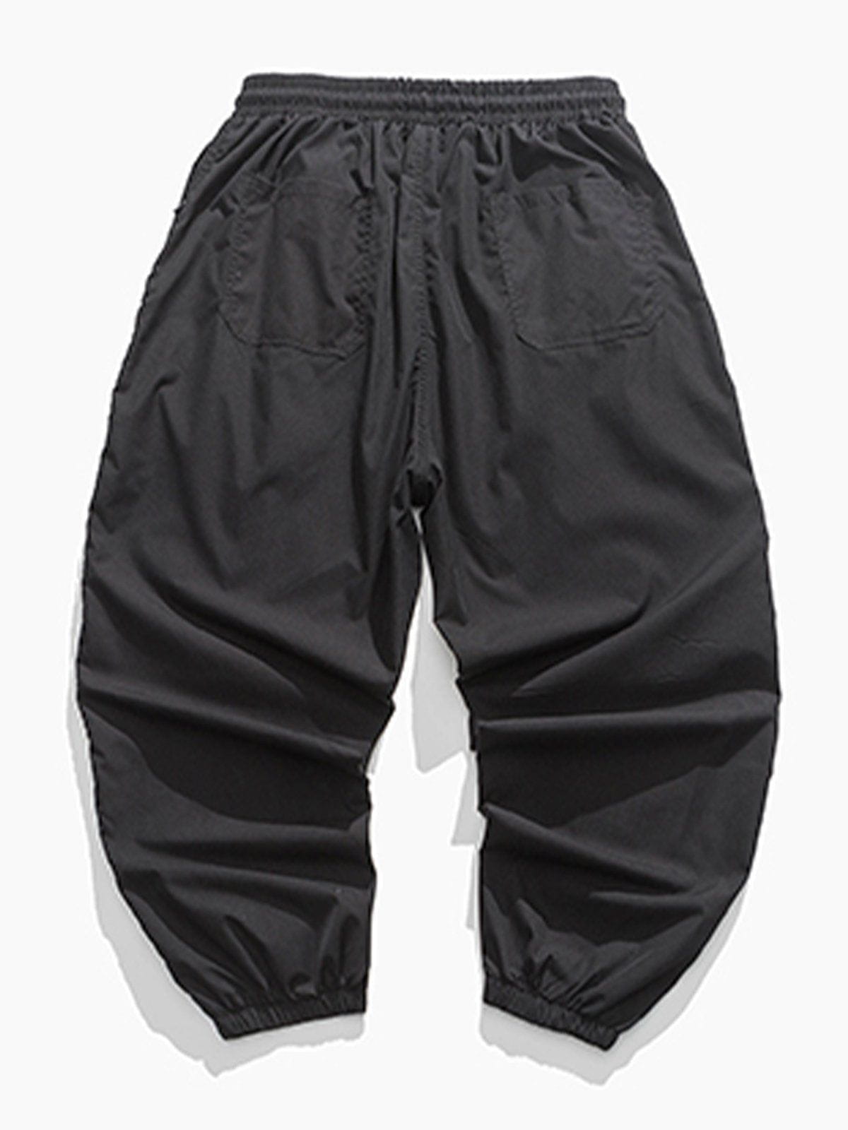 Solid Color Drawstring Cargo Pants