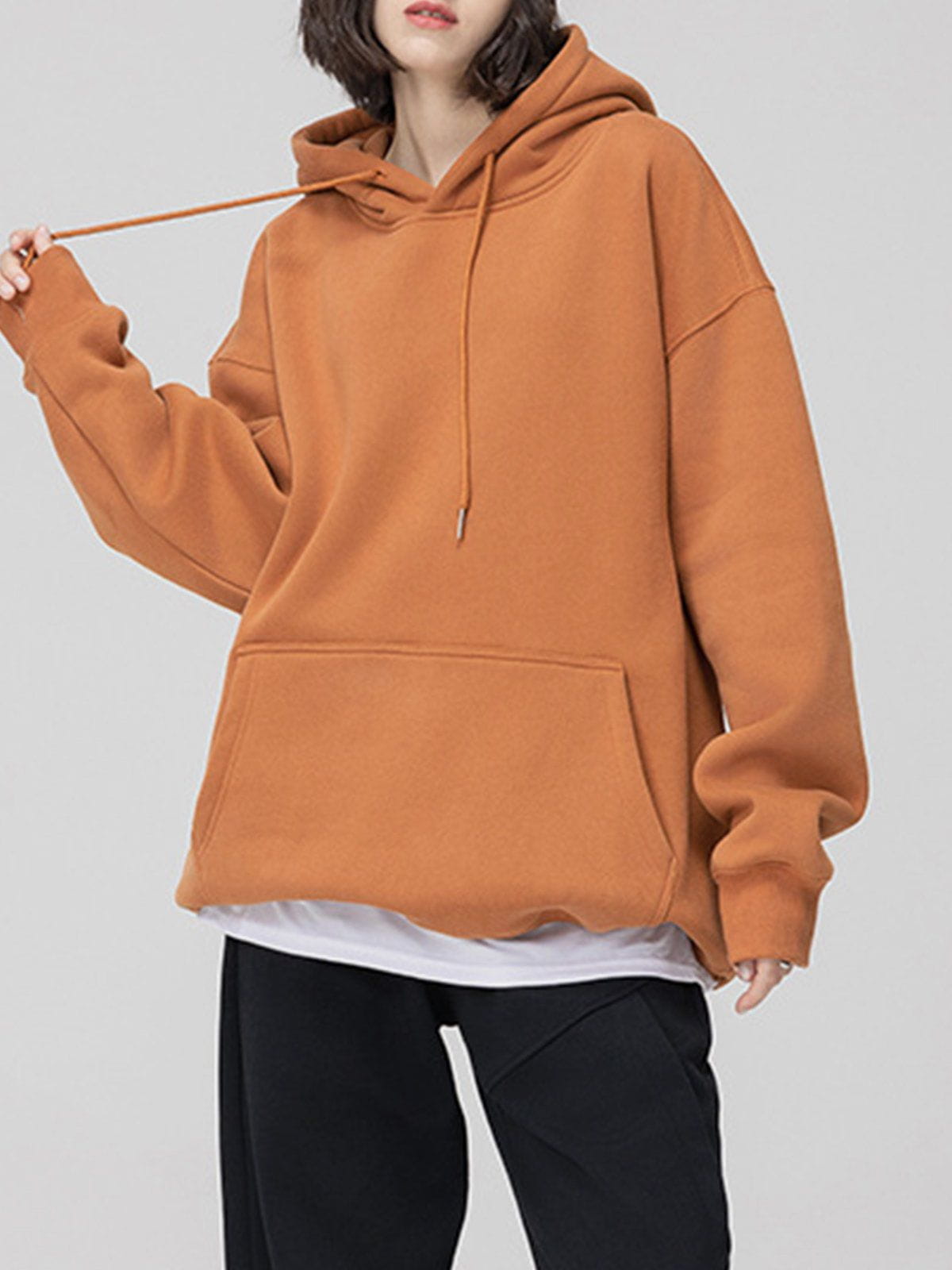 Solid Color Drawstring Hoodie