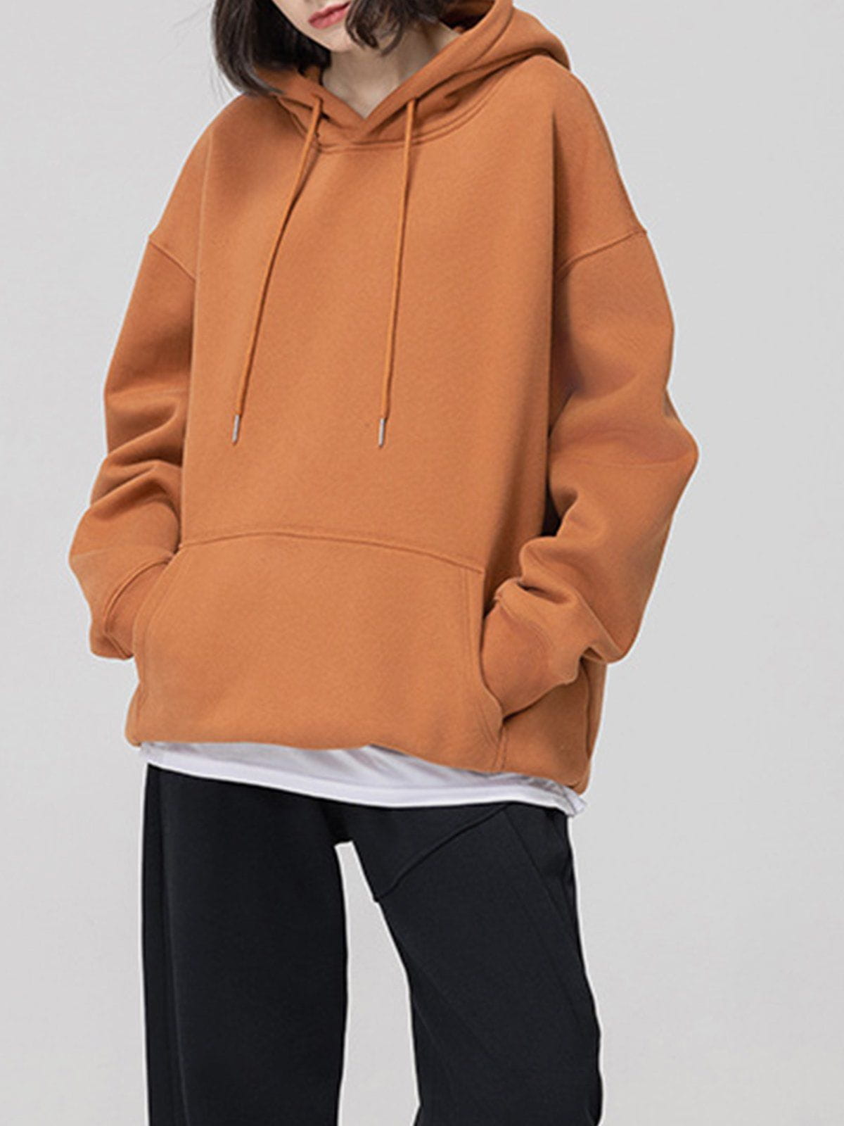 Solid Color Drawstring Hoodie