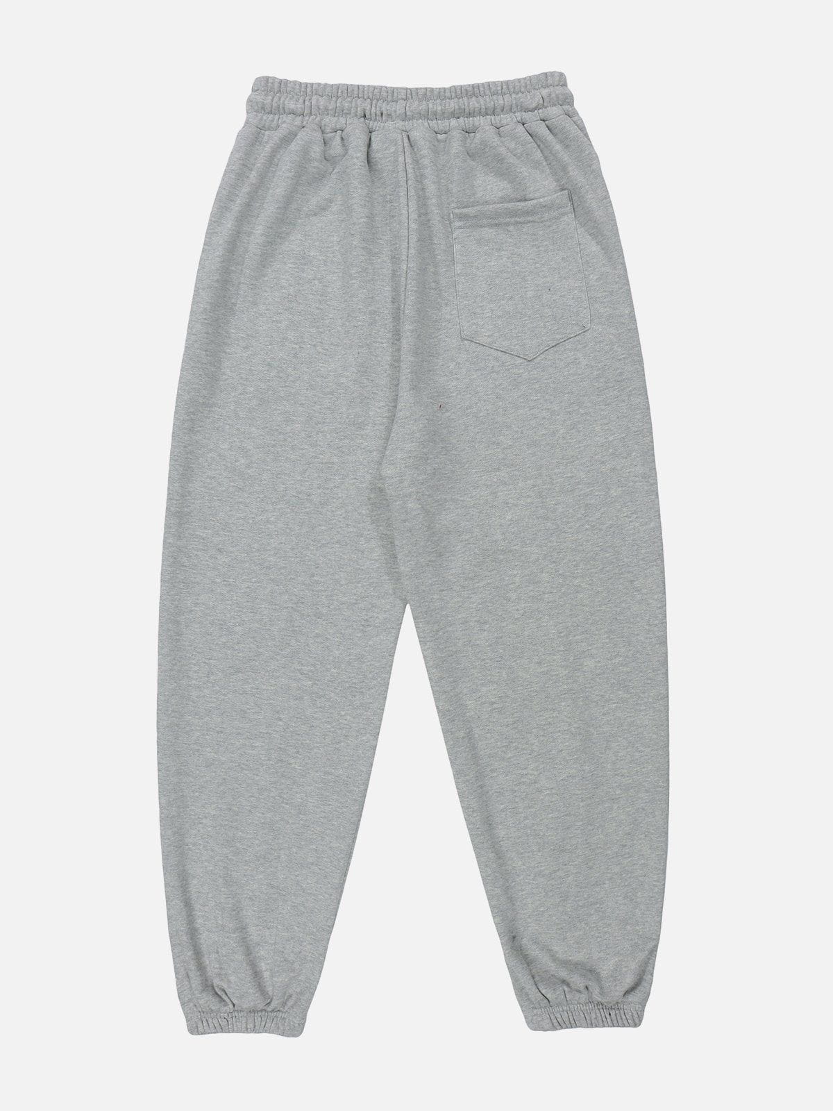 Solid Color Embroidery Sweatpants