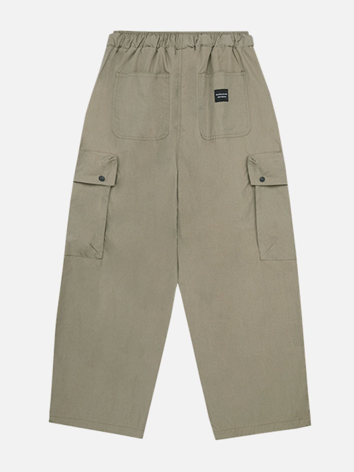 Solid Color Functional Cargo Pants