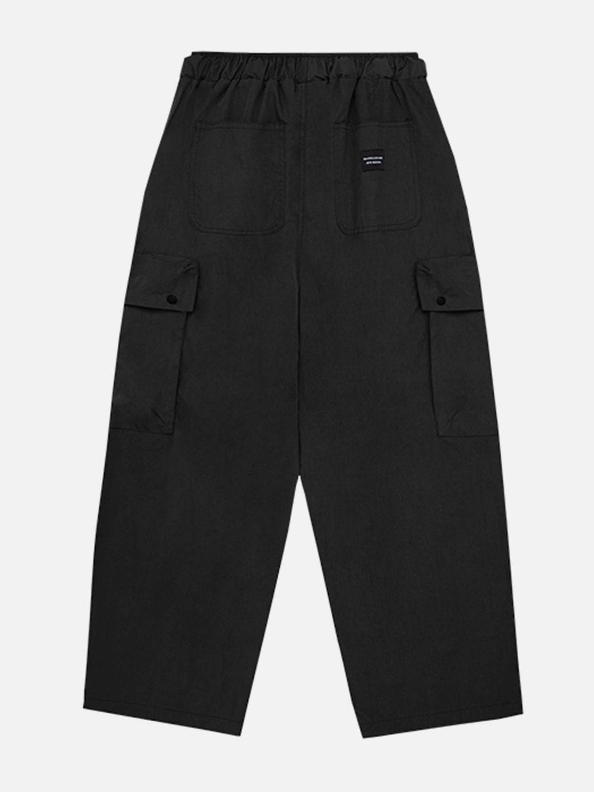 Solid Color Functional Cargo Pants