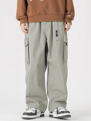 Solid Color Functional Cargo Pants