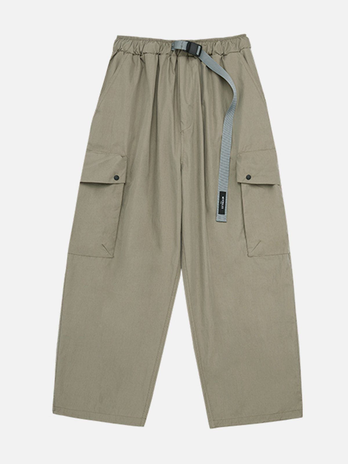 Solid Color Functional Cargo Pants