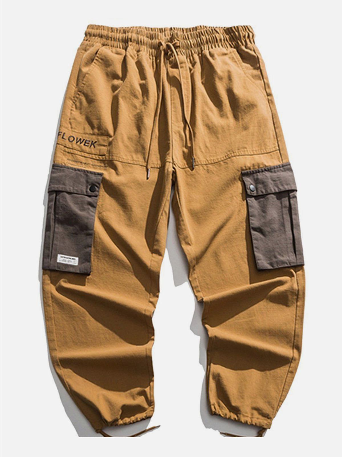 Solid Color Multiple Pockets Cargo Pants