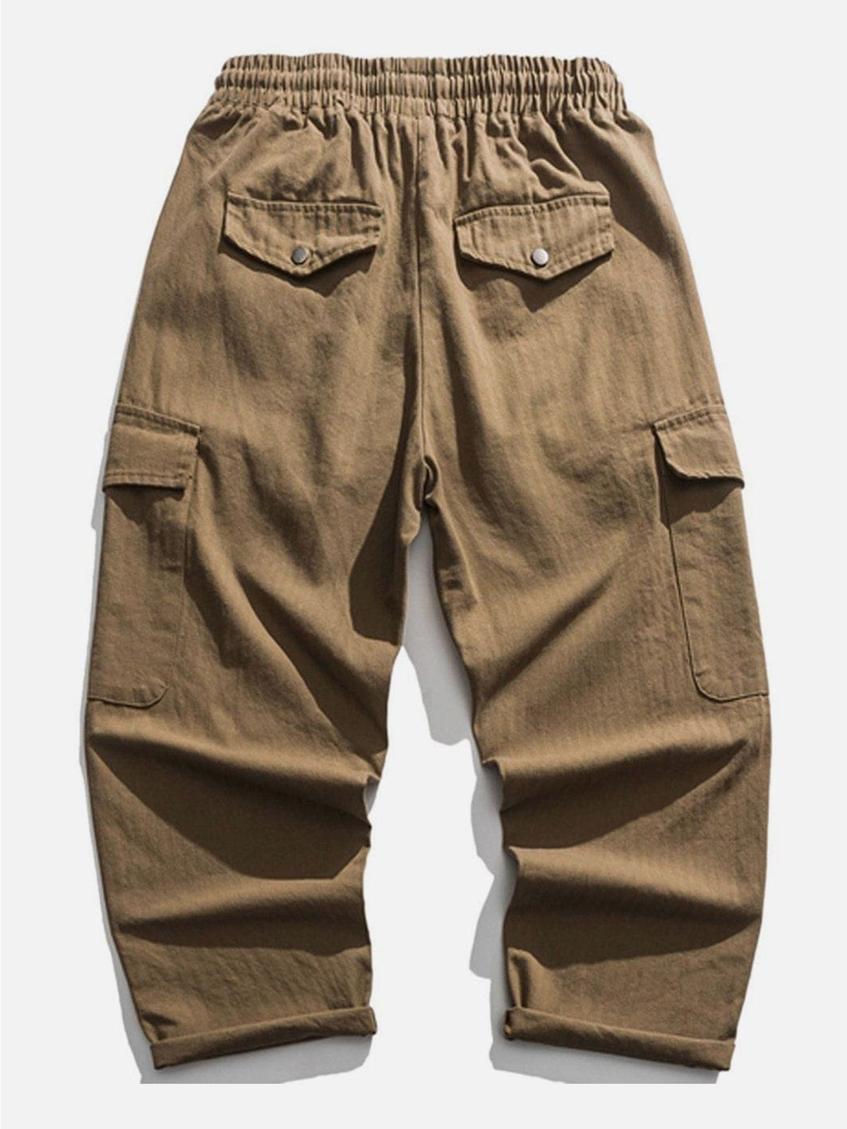 Solid Color Multiple Pockets Cargo Pants