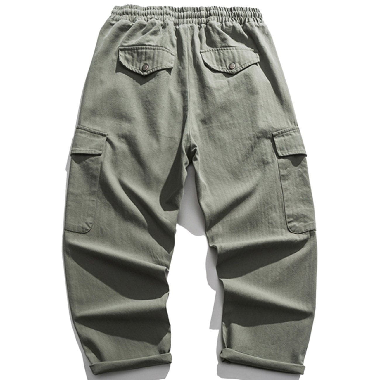 Solid Color Multiple Pockets Cargo Pants