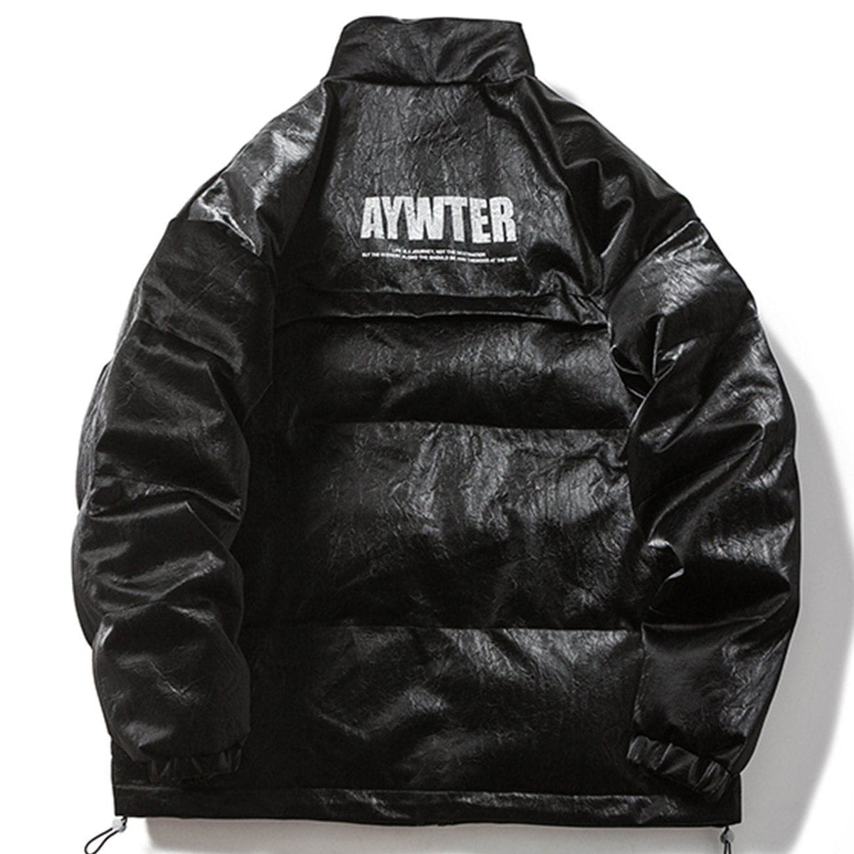 PU-Wintermantel mit einfarbigem Print