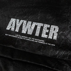 PU-Wintermantel mit einfarbigem Print