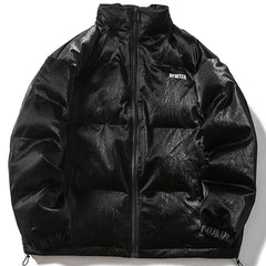 PU-Wintermantel mit einfarbigem Print