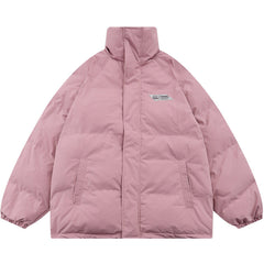 Einfarbige Pufferjacke mit Stehkragen