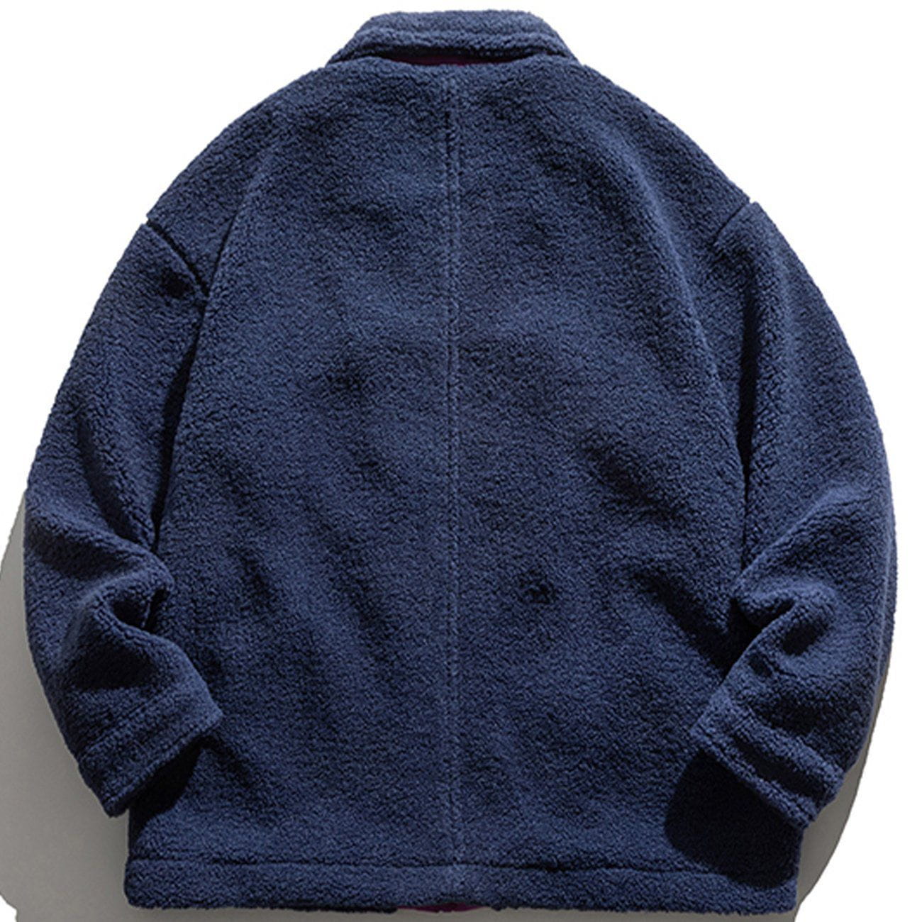 Solid Color Stitching Zipper Sherpa Coat