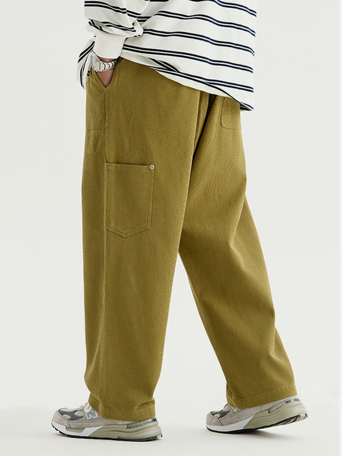 Solid Color Straps Cargo Pants