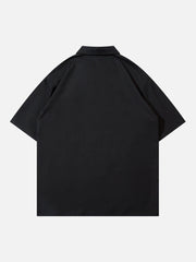 Solid Color Zip Up Short Sleeve Shirt