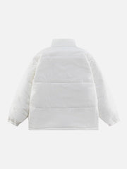 Wintermantel aus einfarbigem Cord mit Stickerei