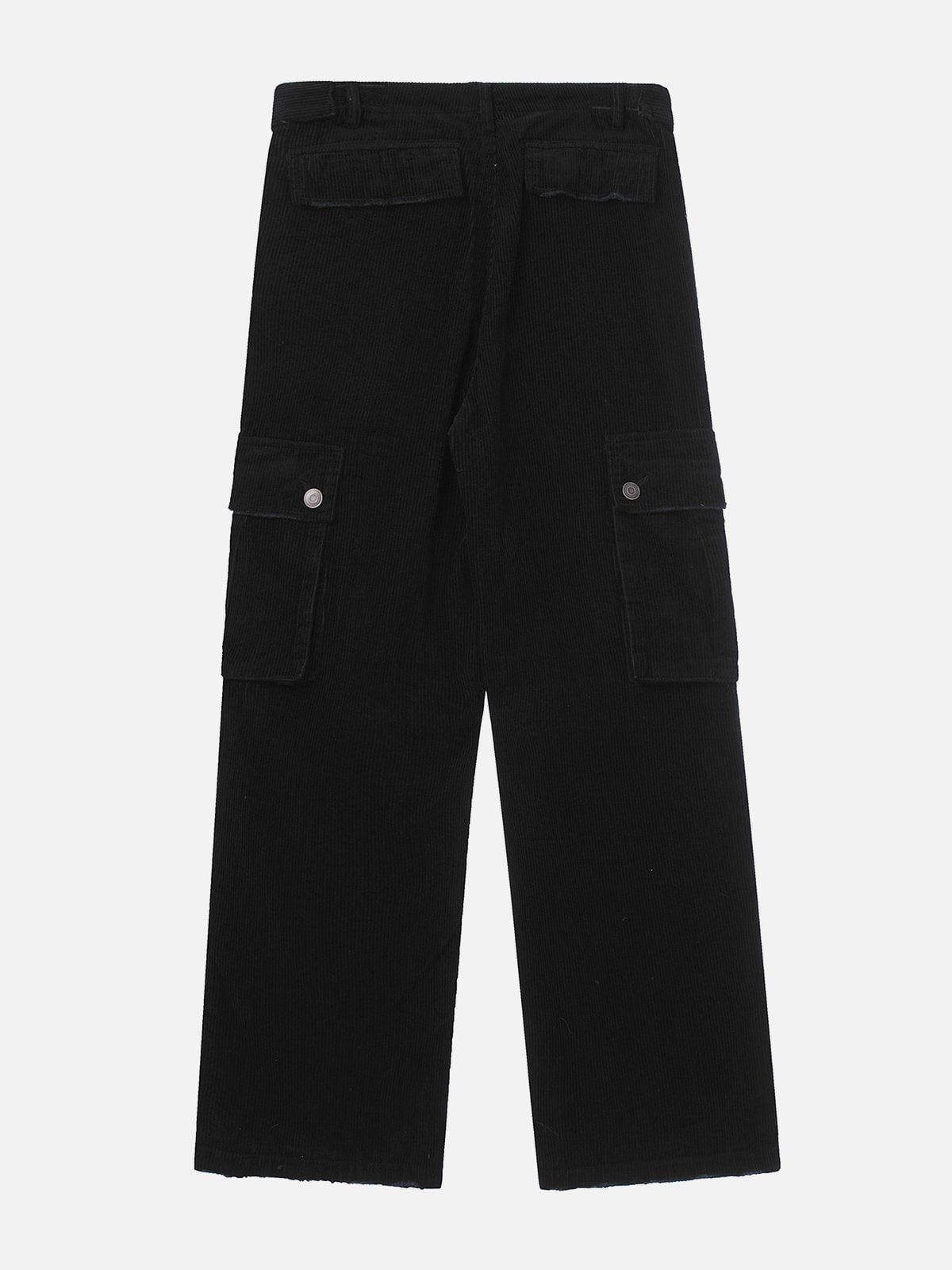 Solid Corduroy Multi Pocket Cargo Pants