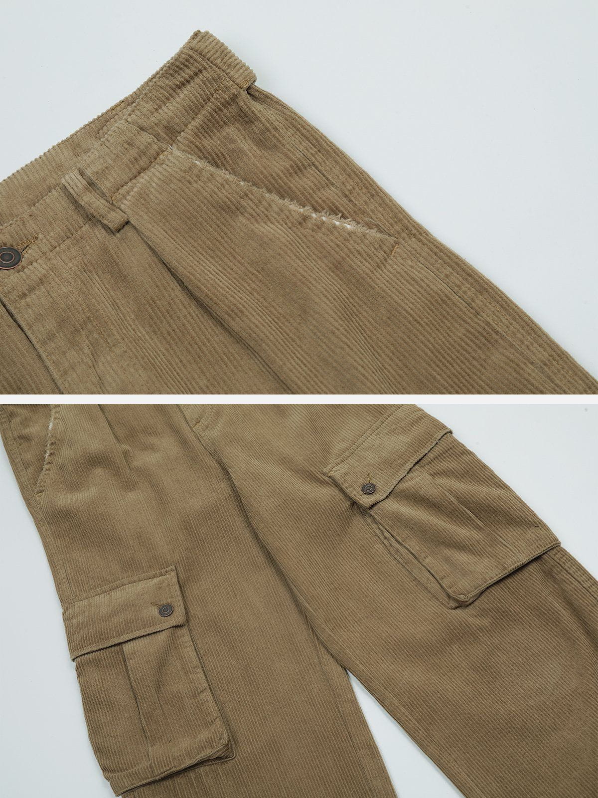 Solid Corduroy Multi Pocket Cargo Pants