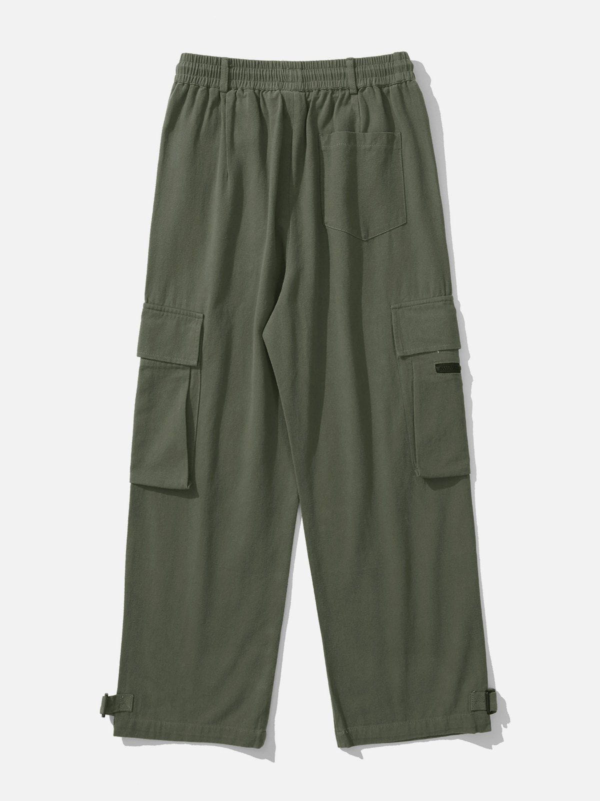 Solid Multi-Pocket Cargo Pants