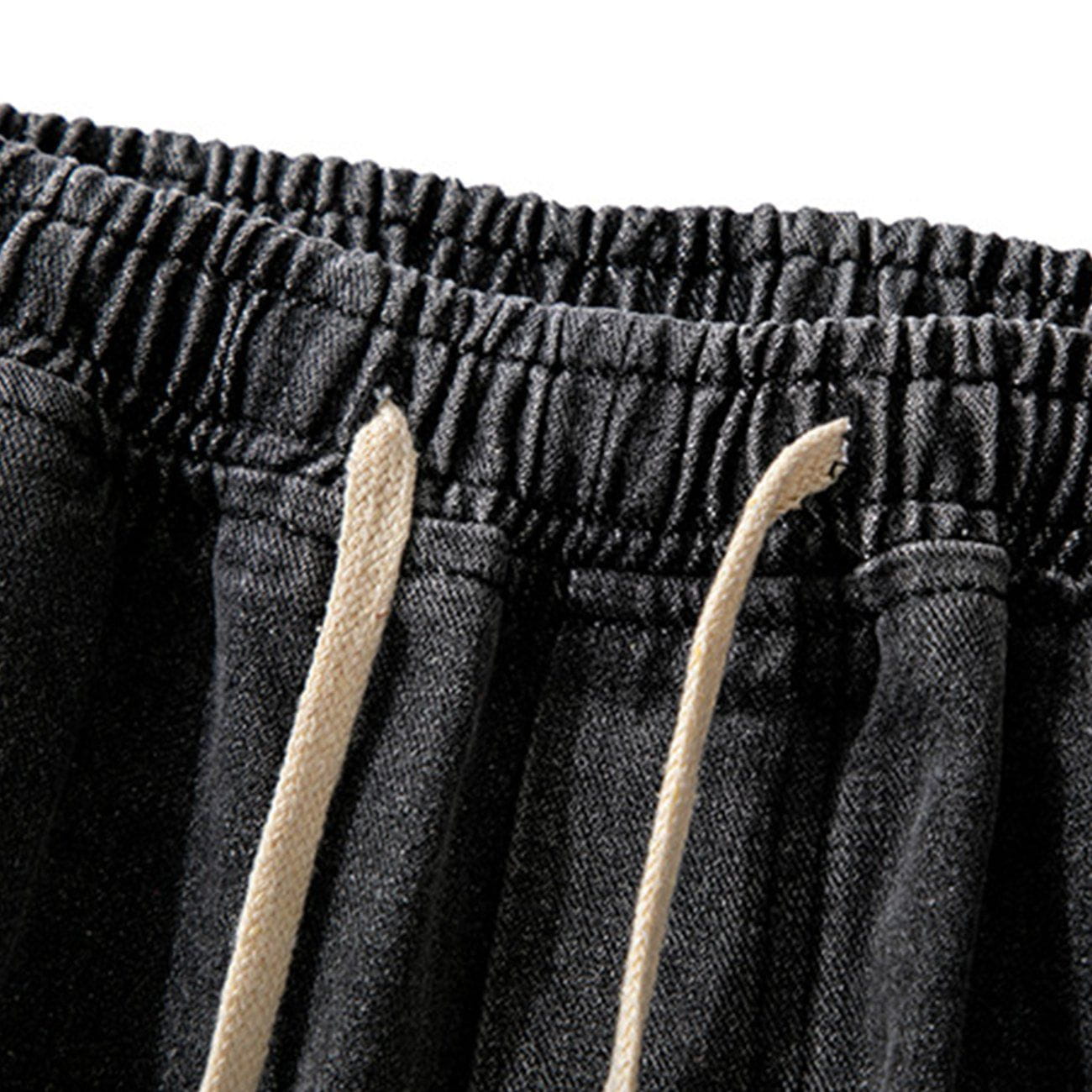 Solid Straight-leg Mopping Jeans