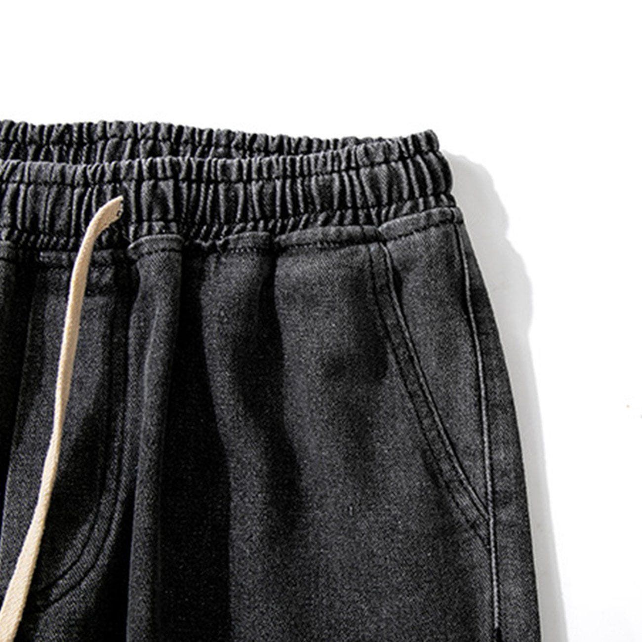 Solid Straight-leg Mopping Jeans