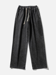 Solid Straight-leg Mopping Jeans