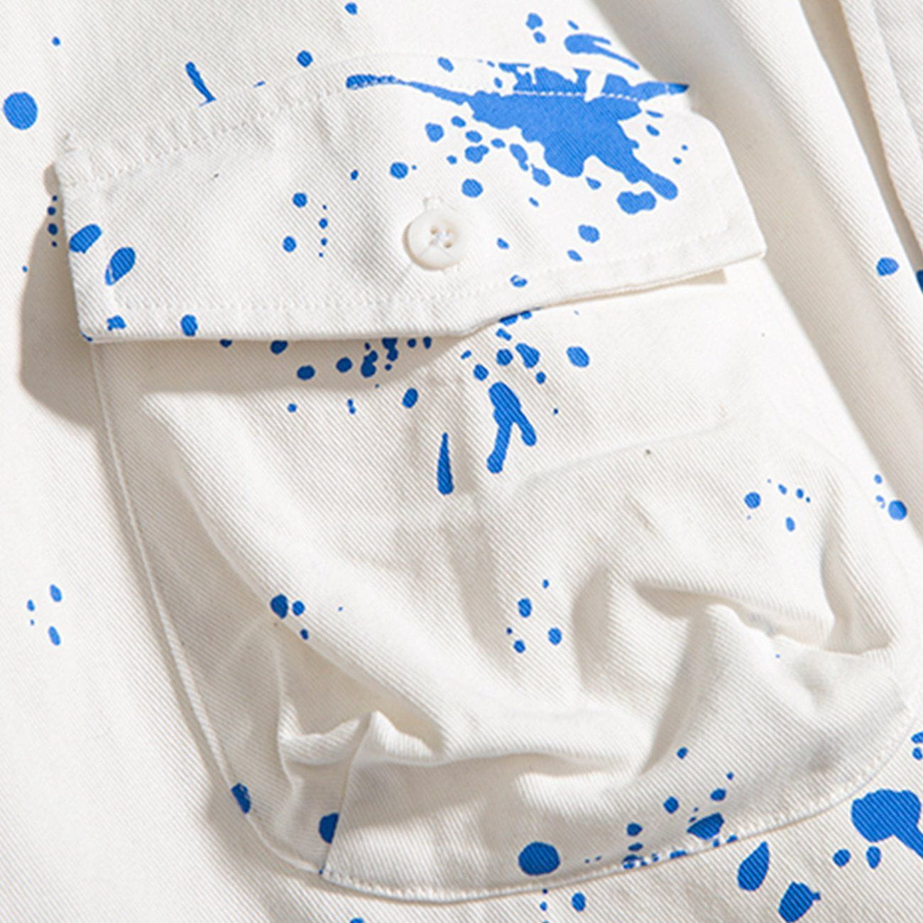 Splash Ink Print Long-sleeved Shirt