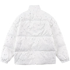 Pufferjacke mit Tintenspritzer-Print