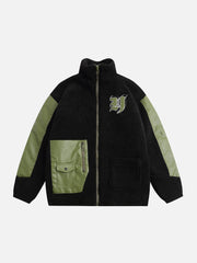 Sherpa-Wintermantel mit Stehkragen und PU-Einsatz