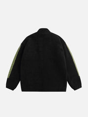 Sherpa-Wintermantel mit Stehkragen und PU-Einsatz