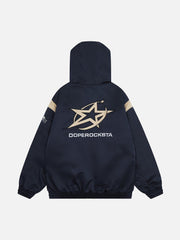 Wintermantel mit Farbblockierung und Sternen