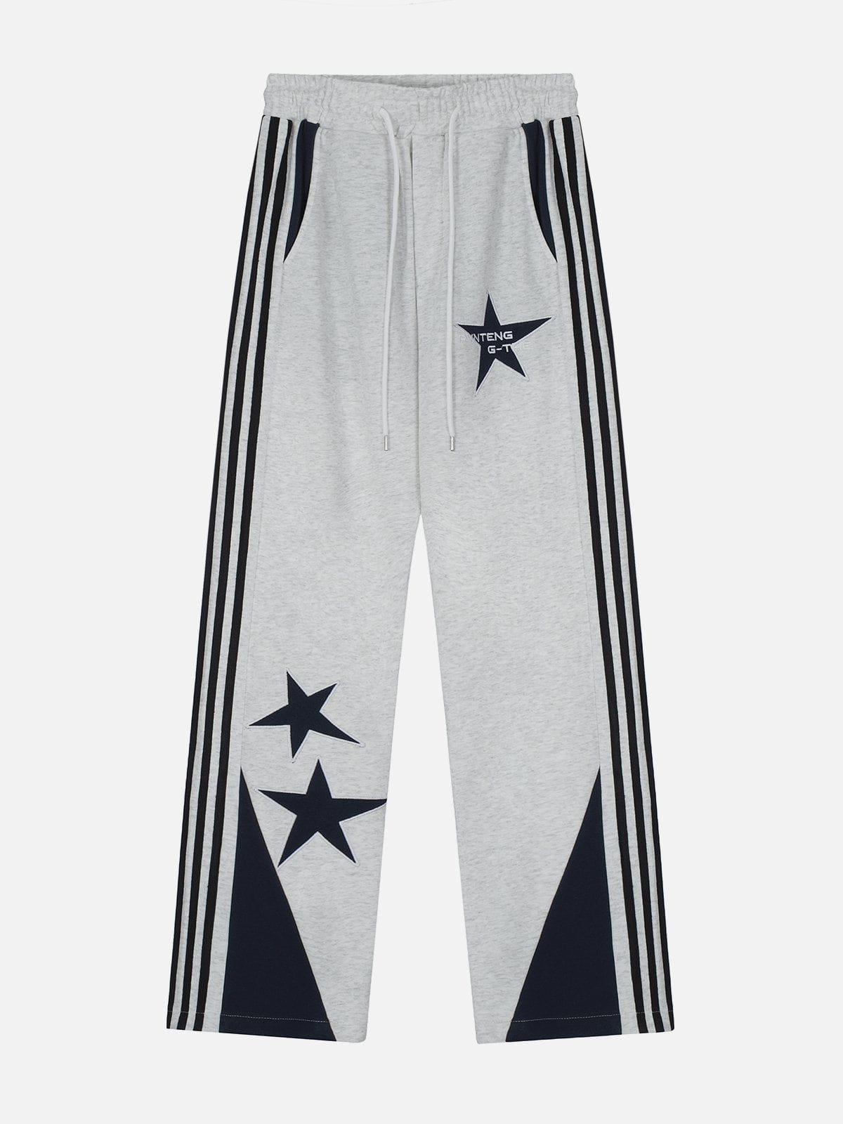 Star Embroidered Side Stripe Sweatpants