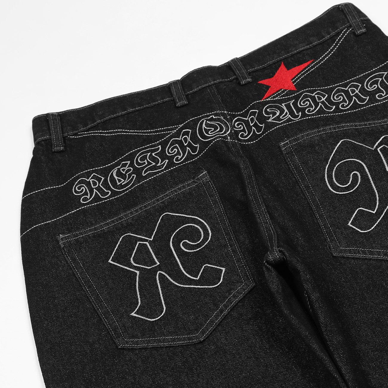 Star Embroidery Letters Jeans