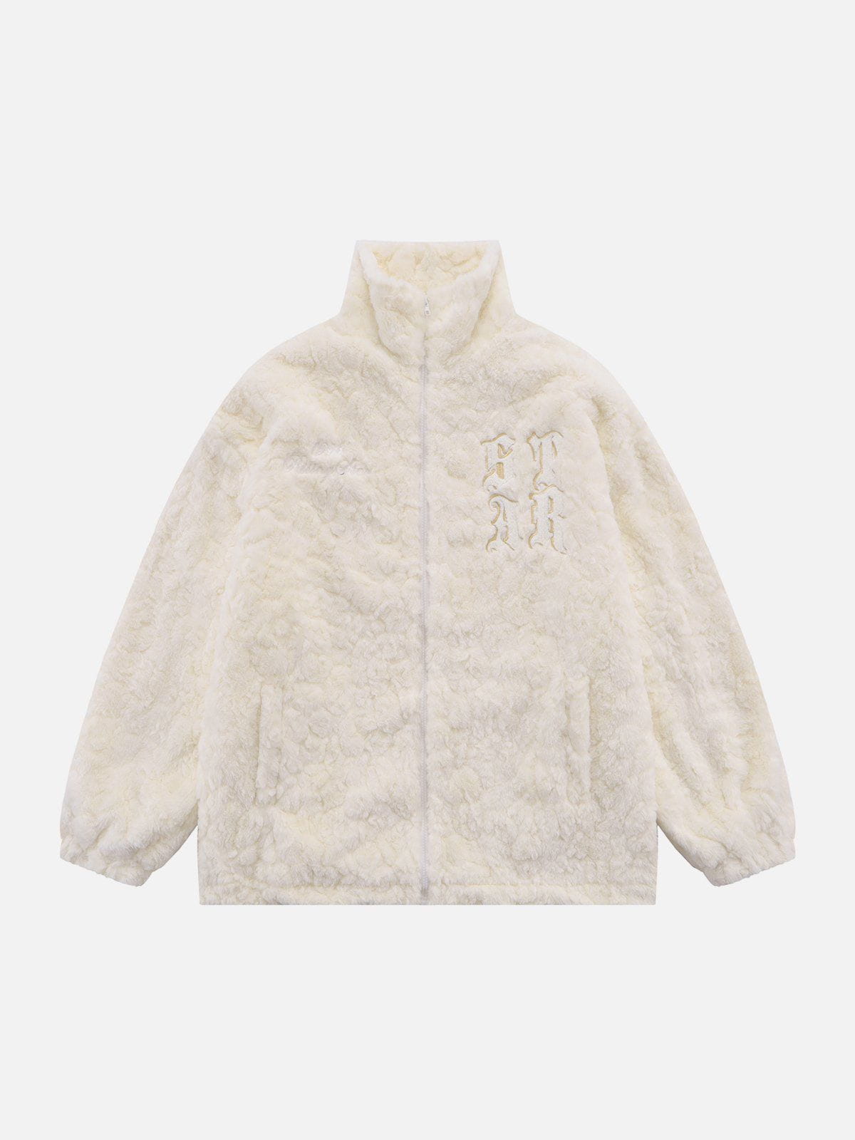 Plüsch-Wintermantel mit Stern-Stickerei