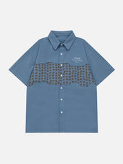 Star Graphic Patchwork Short Sleeve Shirt