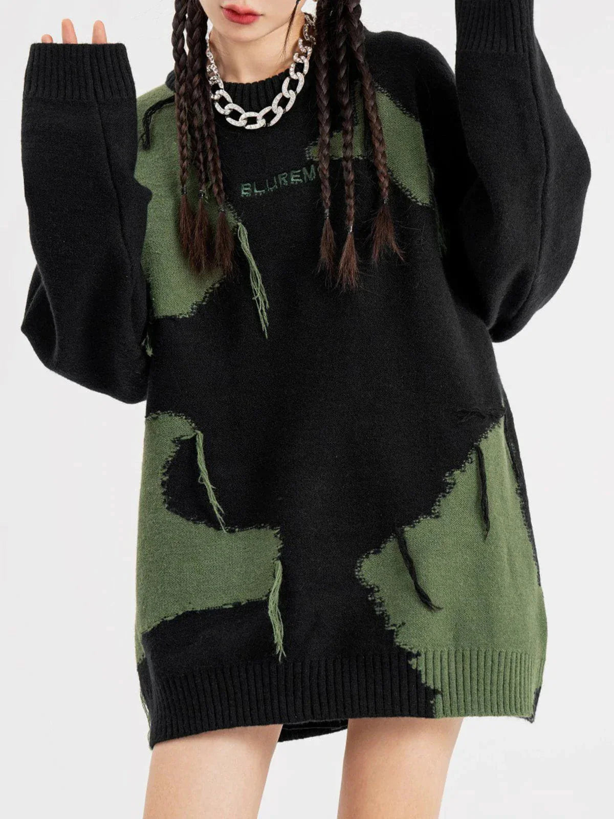 Star Jacquard Fringed Knitted Sweater