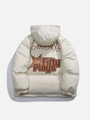 Wintermantel mit Stern-/Buchstaben-Print