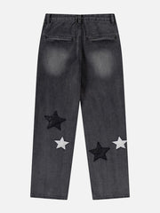 Star Patchwork Collision Color Jeans