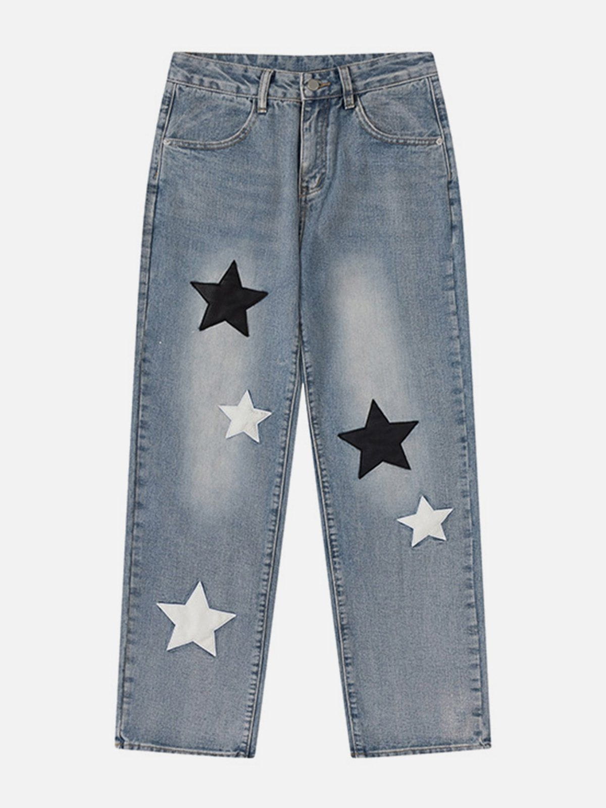 Star Patchwork Collision Color Jeans