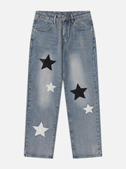 Star Patchwork Collision Color Jeans
