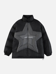 Wintermantel mit Sternen-Patchwork-Farbverlauf