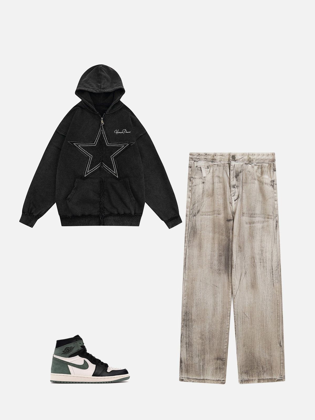 Star Washed Zip-up Hoodie
