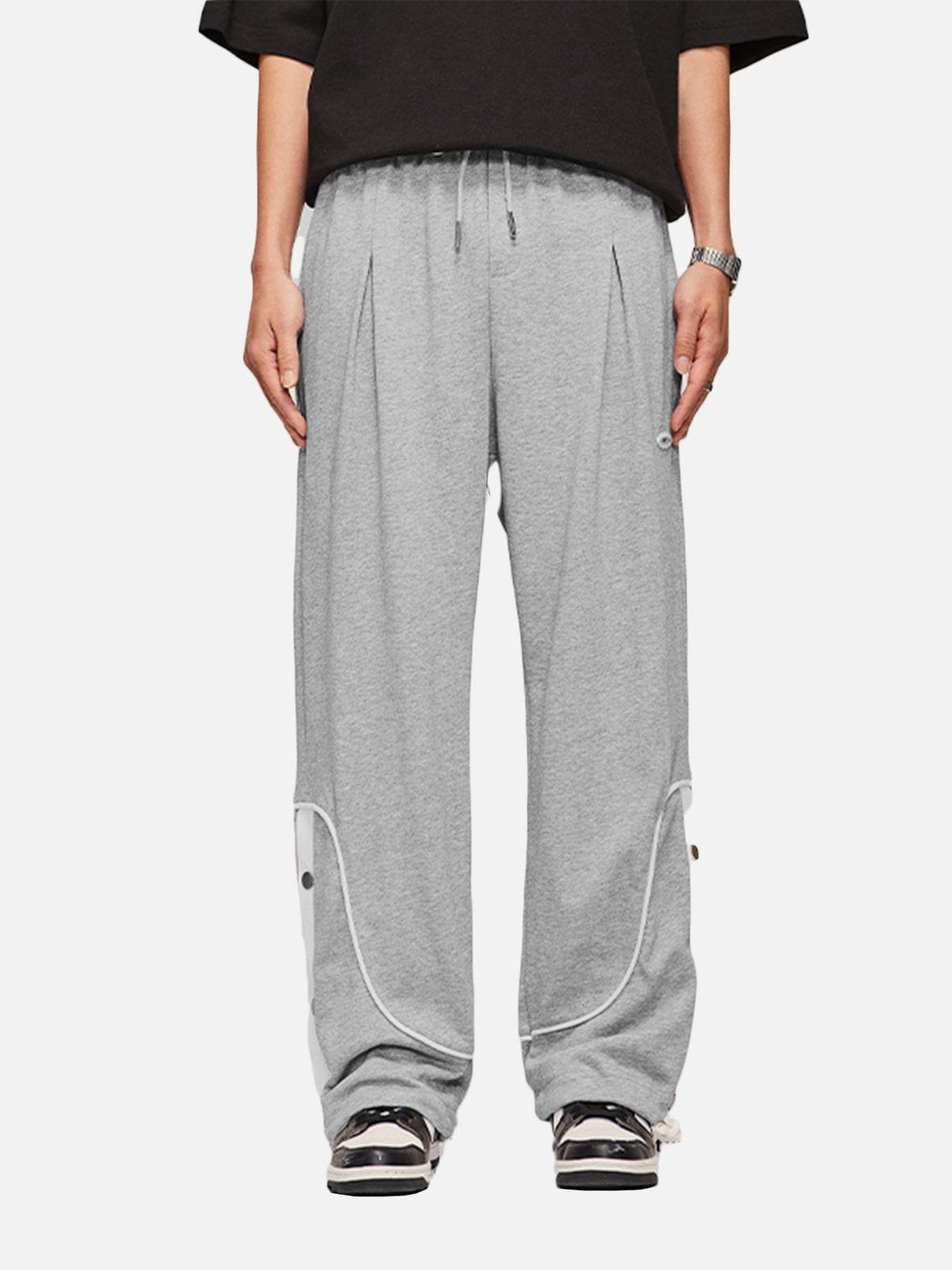 Stripe Buckle Drawstring Sweatpants