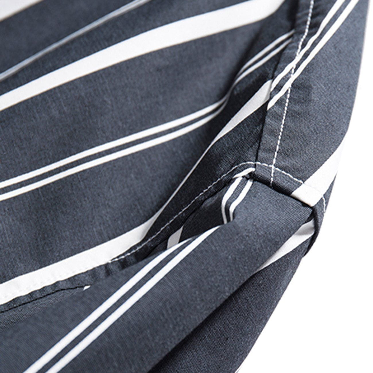 Stripe Splicing Denim Long-sleeved Shirt