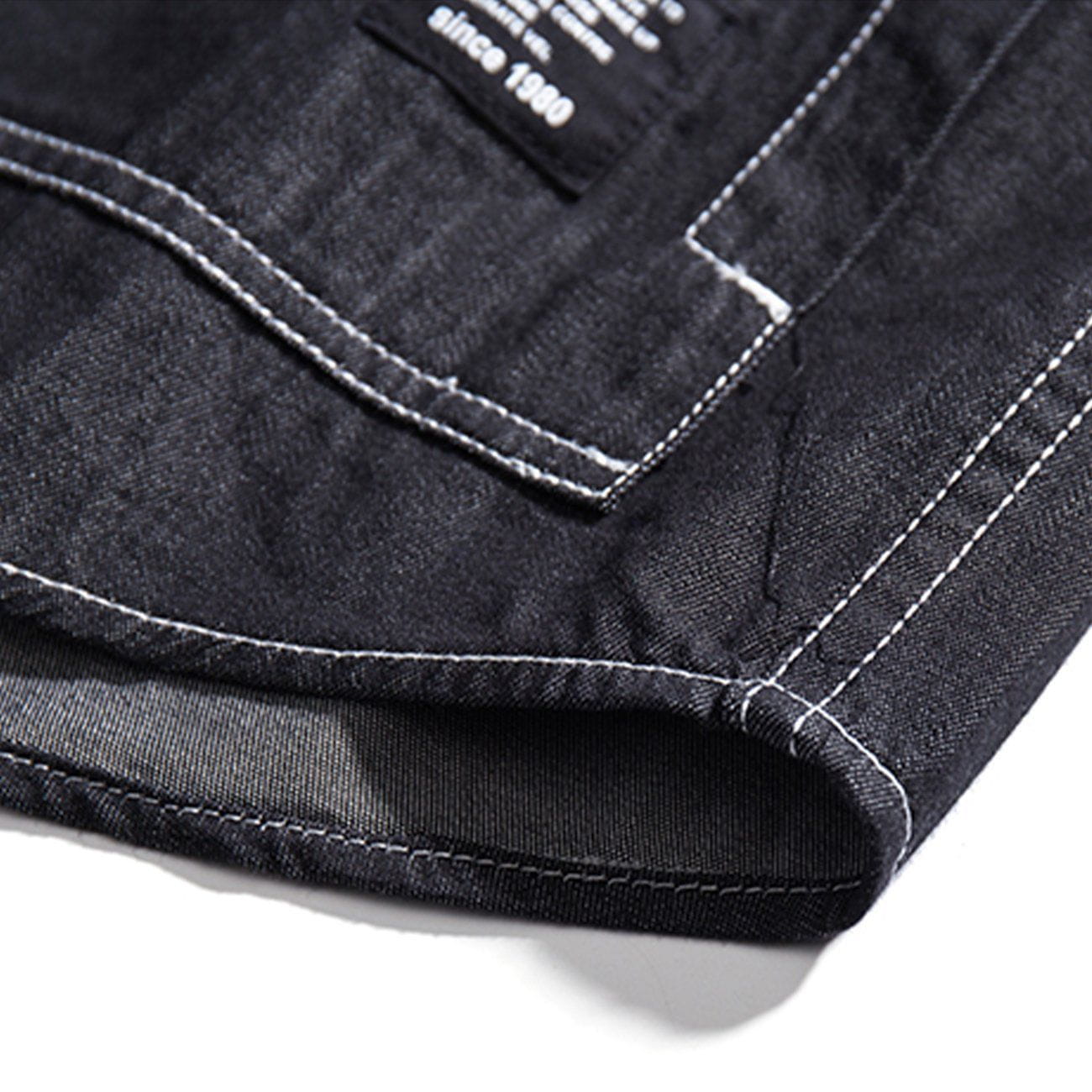 Stripe Splicing Denim Long-sleeved Shirt