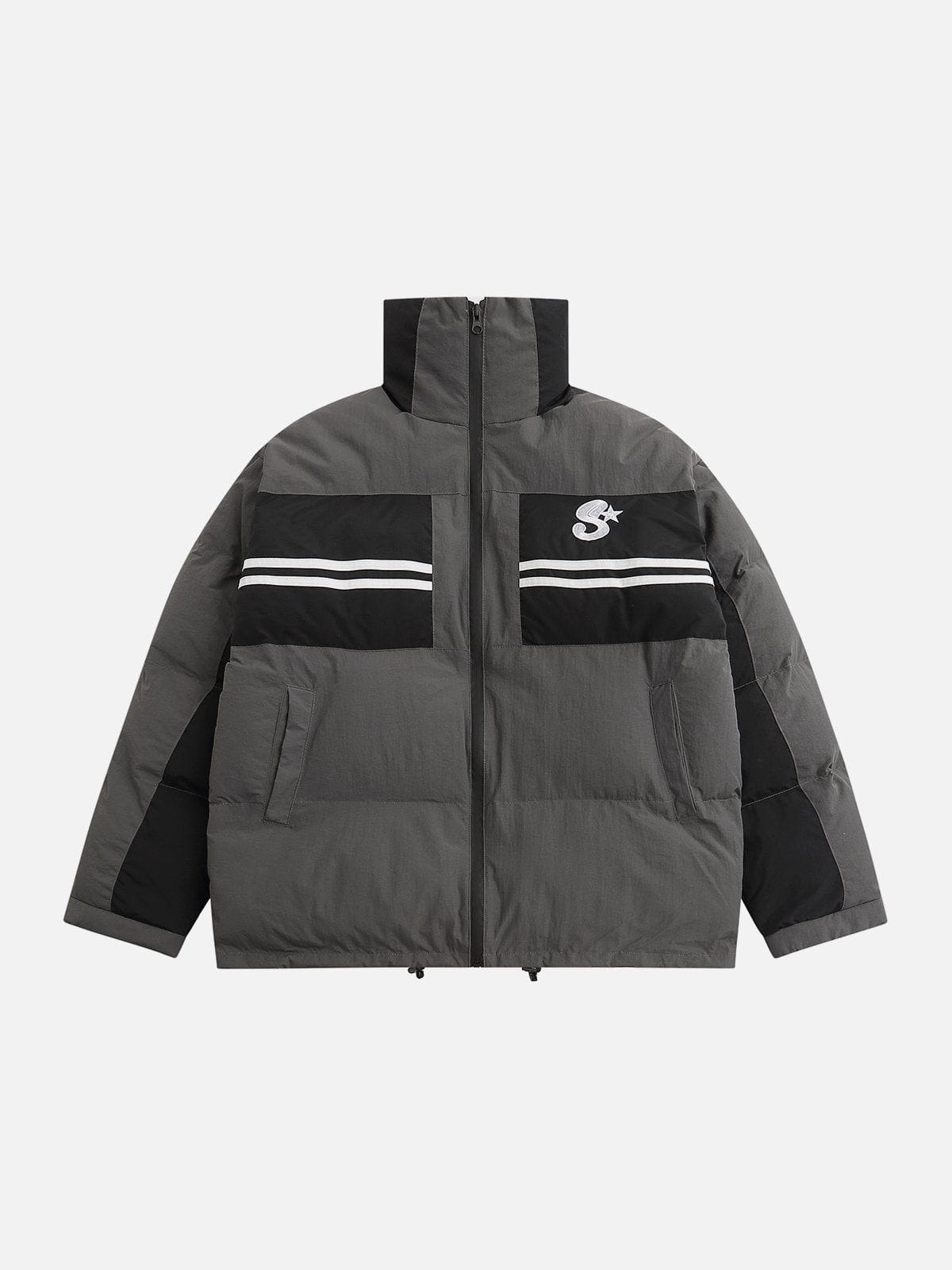 Gestreifter Patchwork-Wintermantel