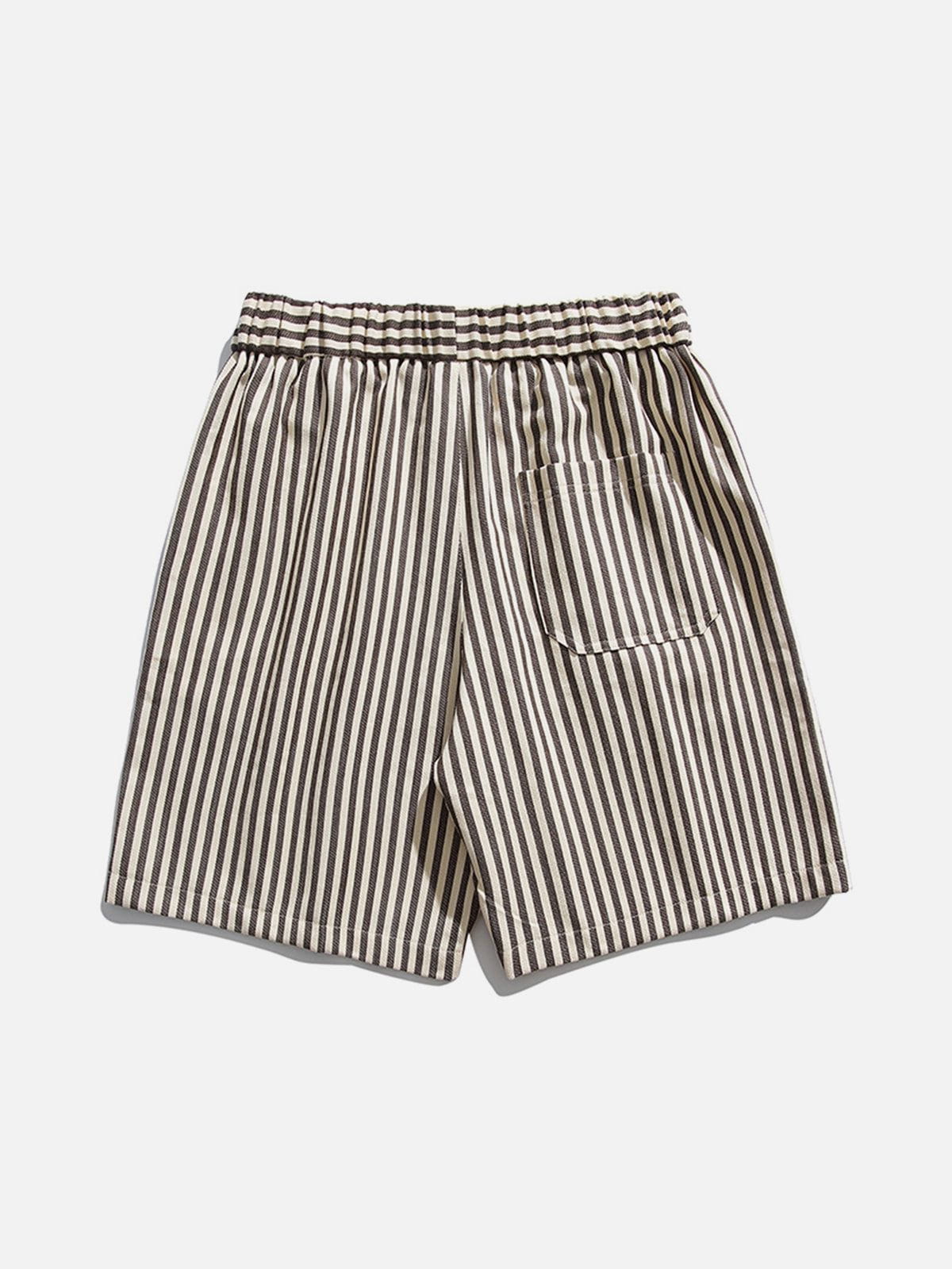 Striped Print Loose Drawstring Shorts